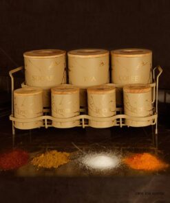 ست پاسماوری استند دار فلزی 15 تکه BVK طرح Marble کرم