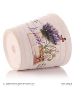 گلدان گل طبیعی سفالی طرح پروانه و گل لوندر