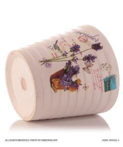 گلدان سفالی سفید گل طبیعی طرح گل های لوندر