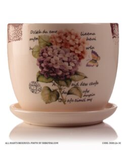 گلدان گل سرامیکی طرح گل ادریسی