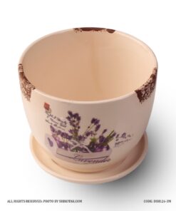 گلدان سرامیکی مدل سبد گل لبه طرح دار