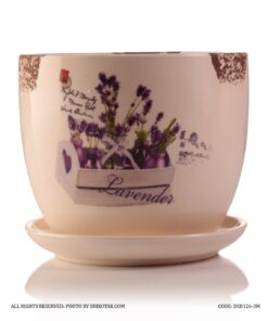 گلدان سرامیکی مدل سبد گل لبه طرح دار