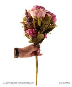 دسته گل مصنوعی رز هلندی سفید صورتی مدل 377-7