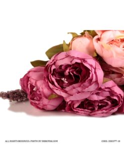 دسته گل مصنوعی رز هلندی سفید صورتی مدل 377-7
