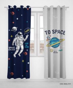 پرده پانچی دو تکه اتاق پسرانه طرح فضانورد مدل Astronaut