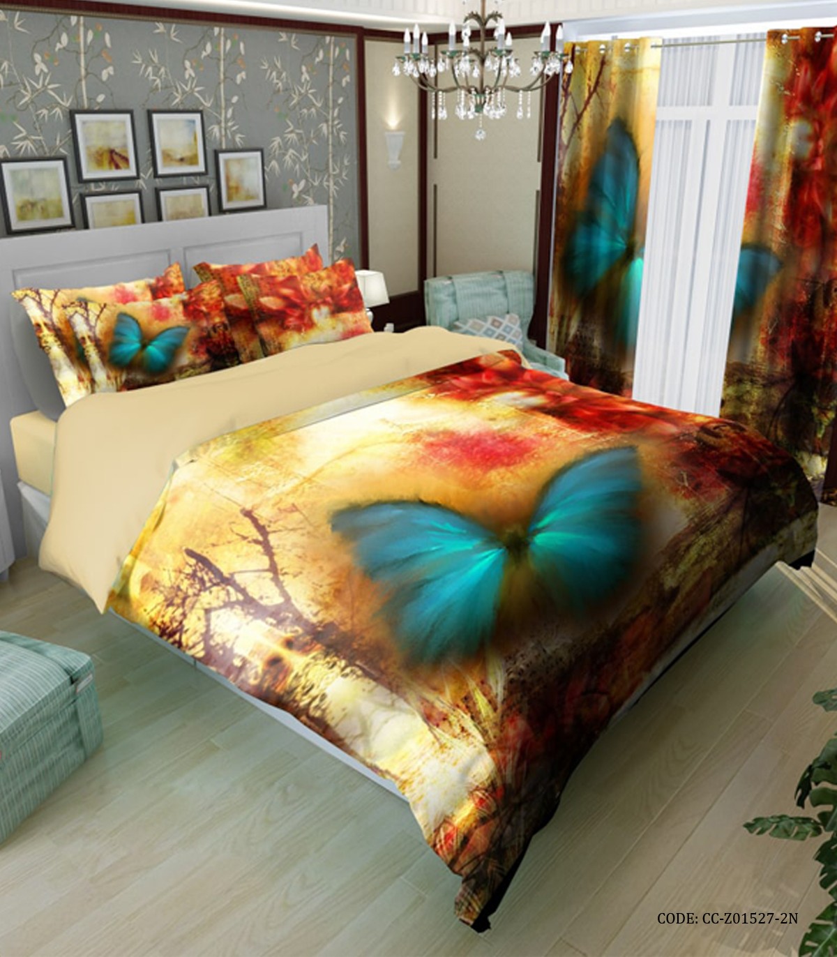 سرویس لحاف روتختی سه بعدی طرح پروانه مدل ترلان