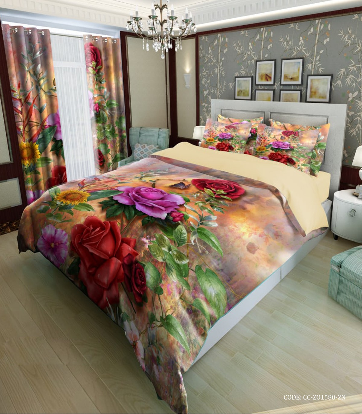 سرویس روتختی دو نفره و یک نفره طرح گل مدل سارال