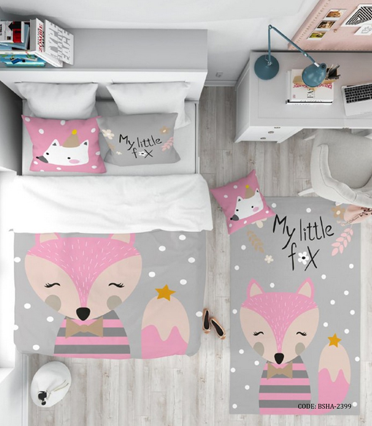 روتختی کودک 4 تکه دخترانه طرح روباه مدل My Little Fox