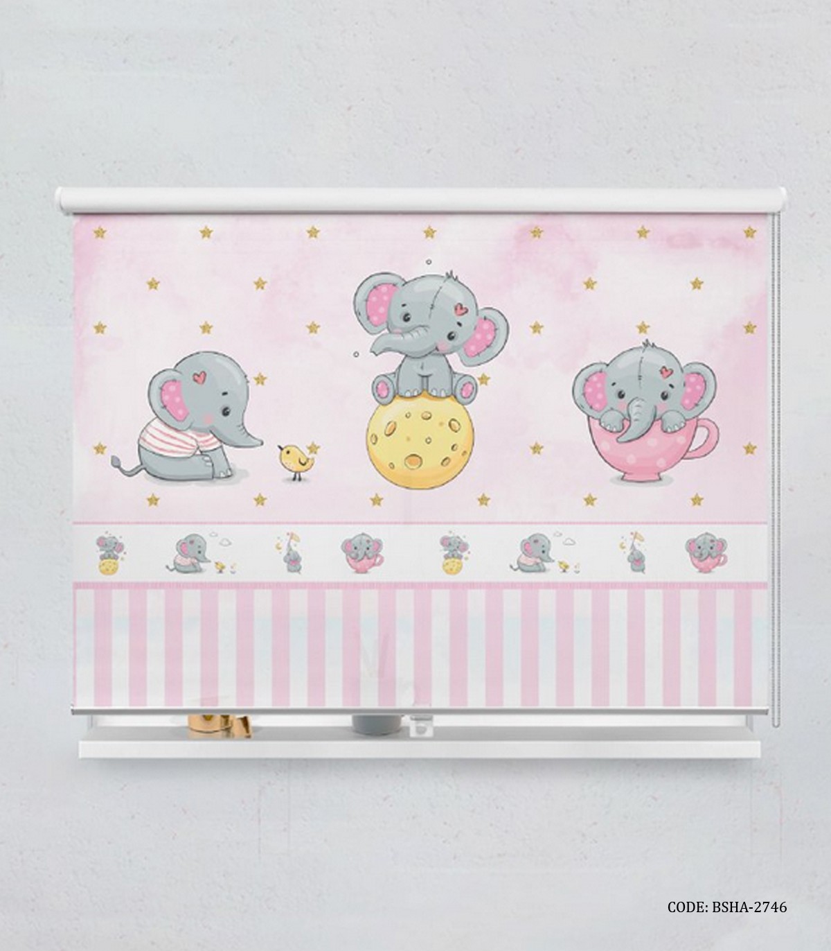 پرده شید اتاق کودک دخترانه طرح فیل مدل Little Elephant