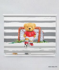 پرده شید اتاق کودک پسرانه طرح خرس مدل Sooccer Player