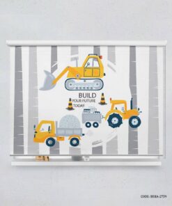 پرده شید اتاق کودک پسرانه طرح جرثقیل مدل Build Your Future
