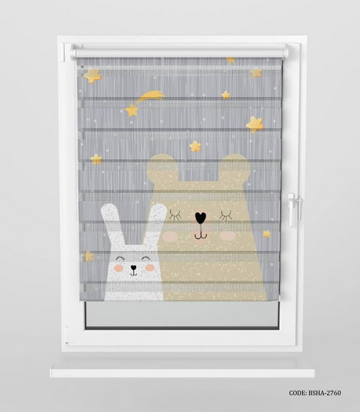 پرده زبرا اتاق کودک پسرانه طرح خرگوش و خرس مدل Happy Rabbit