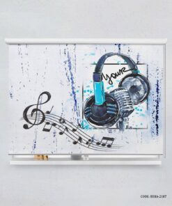 پرده شید اتاق نوجوان طرح موزیک و گیتار مدل Music