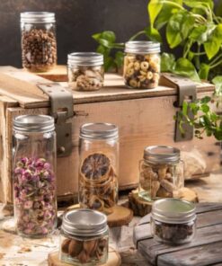 بانکه شیشه ای درب فلزی در 5 سایز