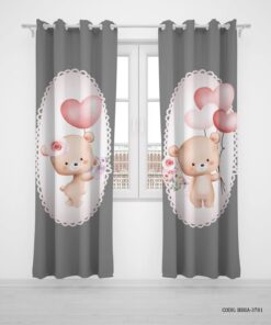 پرده پانچی دو تکه اتاق دخترانه طرح خرس مدل My Sweaty Bear