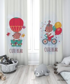 پرده پانچی دو تکه اتاق پسرانه طرح خرس مدل Cute Bear