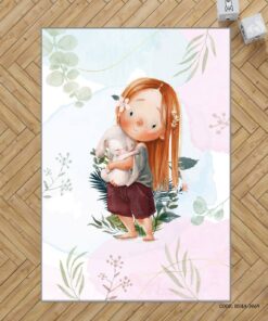 فرش اتاق دخترانه طرح دختر خرگوش به دست مدل My Doll
