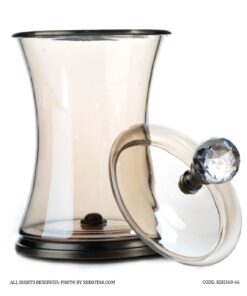 بانکه شیشه ای با درب فلزی برنزی الماس دار