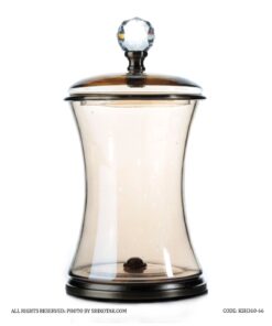 بانکه شیشه ای با درب فلزی برنزی الماس دار