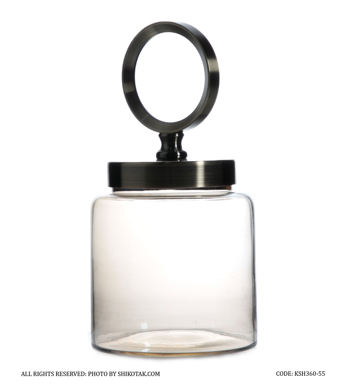 بانکه شیشه ای با درب فلزی دایره ای