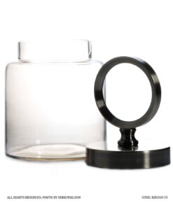 بانکه شیشه ای با درب فلزی دایره ای