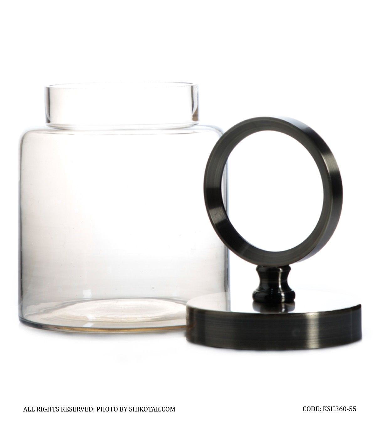 بانکه شیشه ای با درب فلزی دایره ای