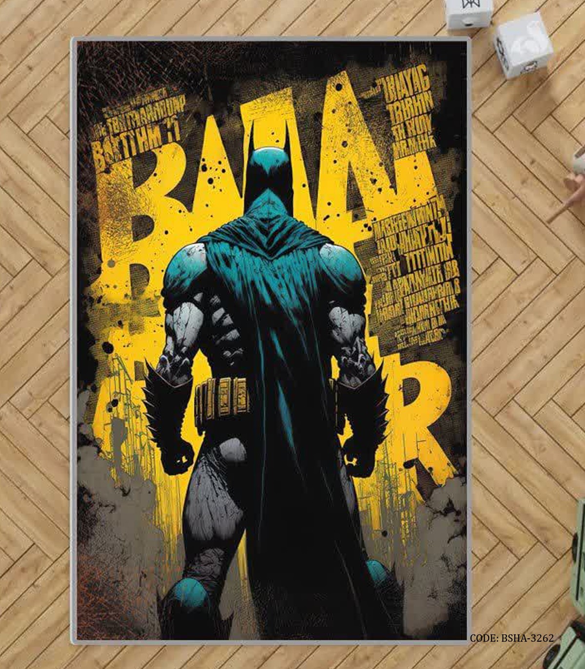 فرش اتاق کودک پسرانه طرح بتمن مدل The Dark Knight