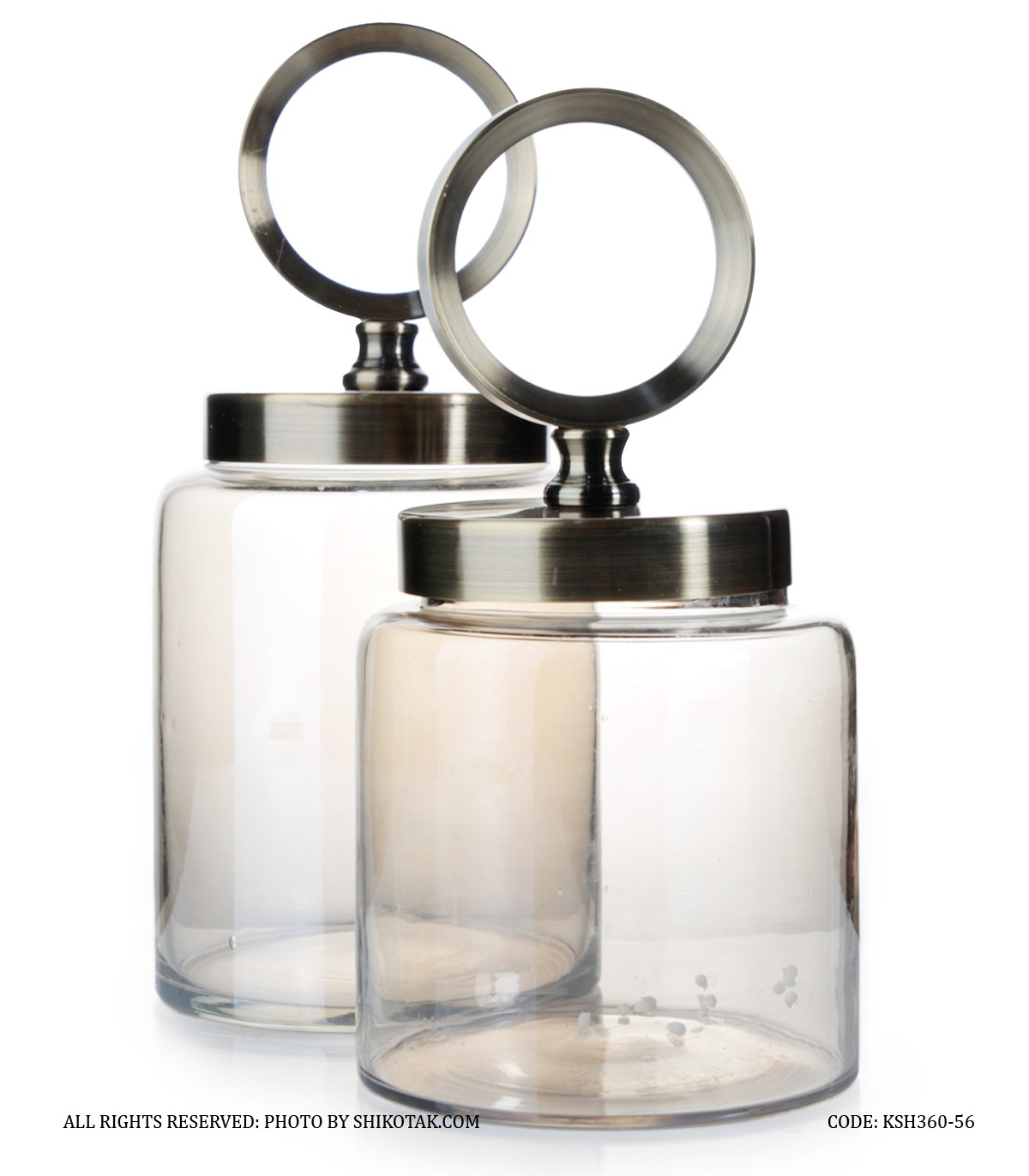 بانکه شیشه ای با درب فلزی دایره ای