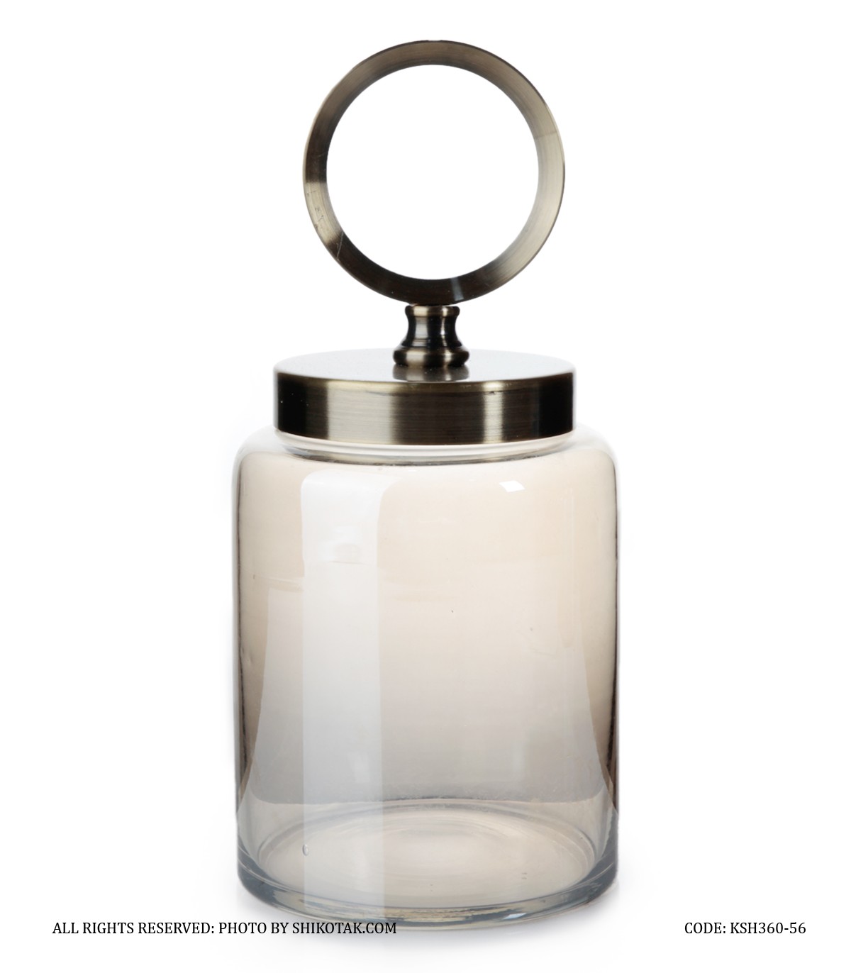 بانکه شیشه ای با درب فلزی دایره ای