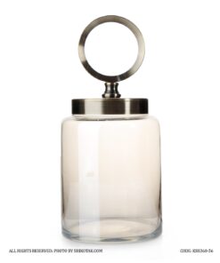 بانکه شیشه ای با درب فلزی دایره ای