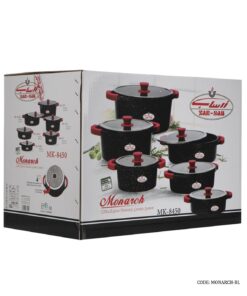 ست قابلمه گرانیتی زرساب 12 پارچه مدل مونارک مشکی