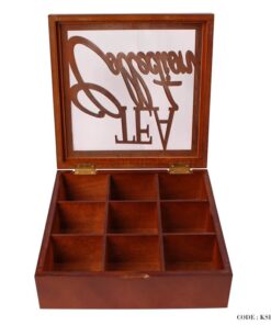 جعبه تی بگ چوبی 9 خانه