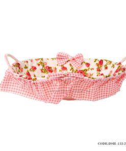 سبد نان و سبزی حصیری گلدار بیضی طرح باغ گل