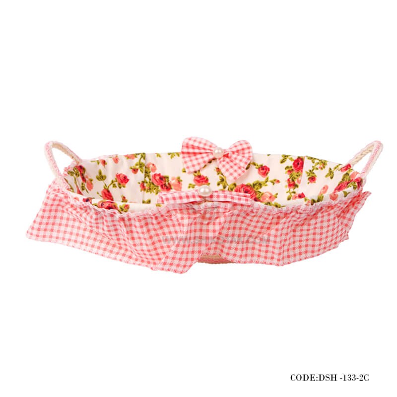 سبد نان و سبزی حصیری گلدار بیضی طرح باغ گل